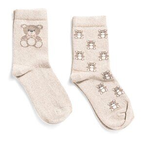 LEON D'ORO Made In Italy 2pk Cashmere Blend Teddy Bear Socks
